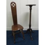 A 20th century mahogany spinning chair and a 20th century mahogany circular topped torchiere