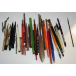 A collection of various propelling pencils, dip pens including white-metal examples Condition