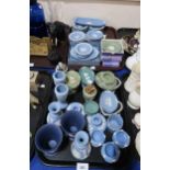 A collection of Wedgwood jasperware including vases, trinket dishes etc Condition Report:Not