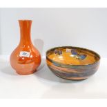 A Moorcroft orange lustre bottle vase and a B P & Co bowl Condition Report:Available upon request