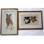 MAX WILLIAMS Two dogs, signed, watercolour, 20 x 32cm and three others (4) Condition Report: