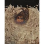 ERNESTO FLORIANO VAZ (b. 1952) BAT ON HAY Mixed media on paper, signed lower right, dated (79), 29 x