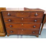 A Victorian mahogany three over three chest of drawers, 99cm high x 121cm wide x 56cm deep Condition