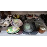 Assorted decorative ceramics and glass including a Mason's ginger jar, handkerchief vases etc