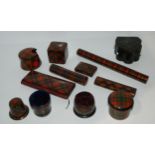 A collection of Tartanware including pin cushion, needle case, thread case, rule etc  Condition