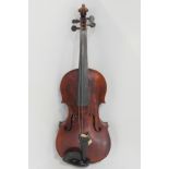 A French violin, one piece back 35.5 cm together with a bow 49 grams and a contrabass bow 71 grams