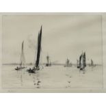 WILLIAM LIONEL WYLLIE R.A A  light air from the S.E, signed, etching, 15 x 18cm and two others (3)