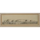 WILLIAM LIONEL WYLLIE R.A The North Sea, signed, etching, 10 x 34cm and A MACFARLANE The Clyde,