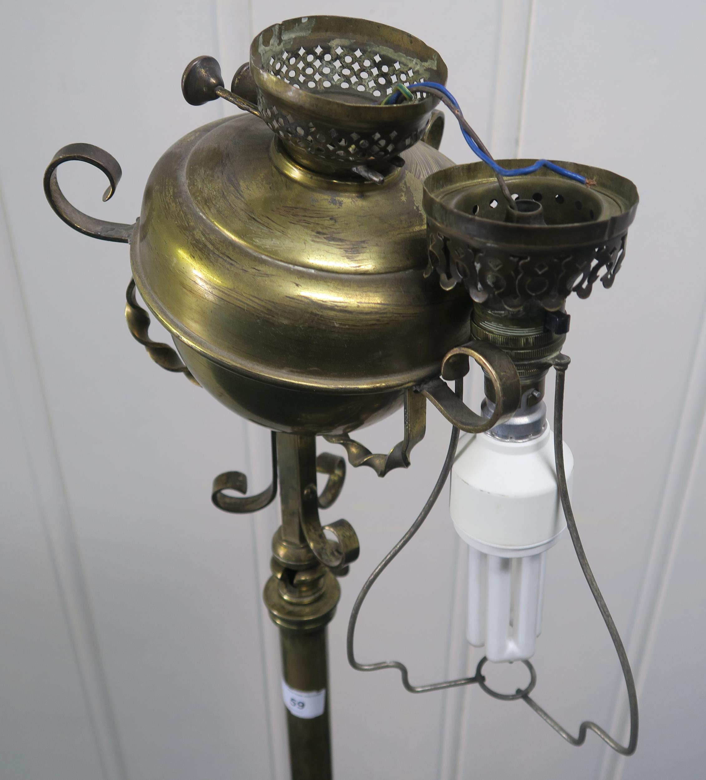 A Victorian brass oil standard lamp converted to electric Condition Report:Available upon request - Image 4 of 4