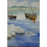 ELIZABETH MARY WATT Fishing boats, signed, watercolour, 34 x 24cm Condition Report:Available upon