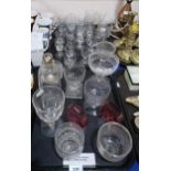 Assorted antique glassware including tea mixing bowls, drinking glasses etc Condition Report:Not