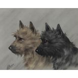 L.W.FRASER Two West Highland terriers, signed, pastel, 21 x 26cm Condition Report:Available upon