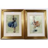 ELYSE ASHE LORD Indonesian Dancer, signed, colour etching, 36/75, 30 x 21cm and two silks (3)