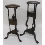 A Victorian mahogany two drawer wig stand and a similar two drawer shaving stand (2) Condition