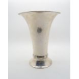 A Danish silver art deco trumpet shaped vase, with hammered finish, by Aug. Hahn, Copenhagen three