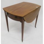 A Victorian mahogany single drawer drop end table on square tapering supports Condition Report: