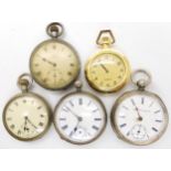 Five base metal pocket watches to include Elgin & Kay's examples Condition Report:Condition report