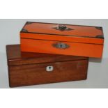 A  lacquer box with metal decoration, 26cm wide and another box, 26cm wide (2) Condition Report: