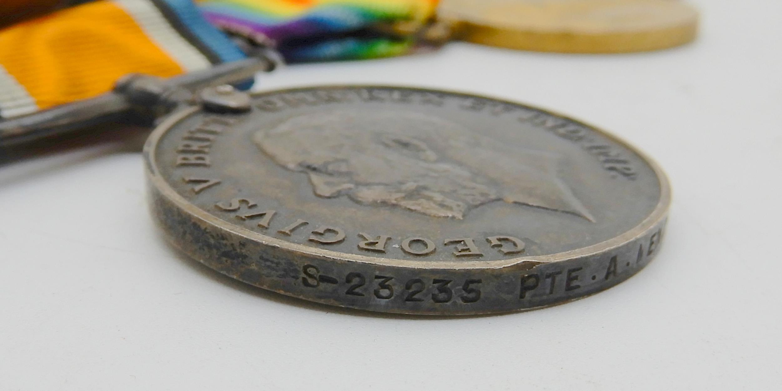 A set of three WW1 medals awarded to PTE Alexander Menzies S-23235 A. & S. H. together with a set of - Image 3 of 14
