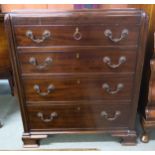 A 20th century mahogany four drawer chest on bracket feet, 80cm high x 72cm wide x 47cm deep