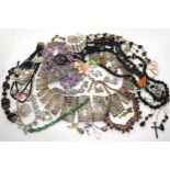 A collection of vintage costume jewellery to include Earrings by Weiss, good diamante, jet etc