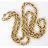 A 9ct gold rope chain, length 52cm, diameter 5.8mm, weight 13.3gms Condition Report:Available upon