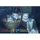 R FLINT Kittens, signed, oil on panel, 12 x 16cm Condition Report:Available upon request