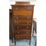 A late Victorian mahogany tall boy seven drawer chest on square tapering supports, 134cm high x 54cm