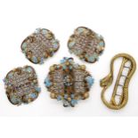 A collection of Victorian enamel and cut steel, buckles and a snake shaped example Condition