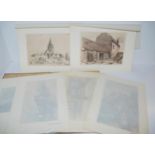 Adolf Hitler Aquarelle seven facsimiles paintings by Hitler published by Hoffman, mixed sizes