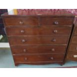 A Victorian mahogany two over four chest of drawers, 121cm high x 116cm wide x 54cm deep Condition