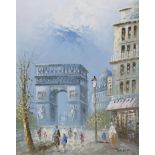 BURNETT Paris, signed, oil on canvas, 50 x 40cm, two others, and a print (4) Condition Report: