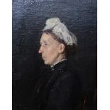 WILLIAM WALLS Portrait profile of a lady, signed, oil on board,dated, 1890, 28 x 22cm Condition