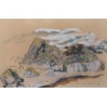 MARY NICOL NEILL ARMOUR (SCOTTISH 1902-2000) ROCKS AT BLACKWATERFOOT ARRAN  Ink and pastel, signed