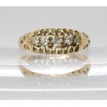 An 18ct gold five stone diamond ring, hallmarked Birmingham 1919, set with estimated approx 0.