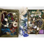 A sequin covered jewellery box filled with necklaces, brooches and other items Condition Report: