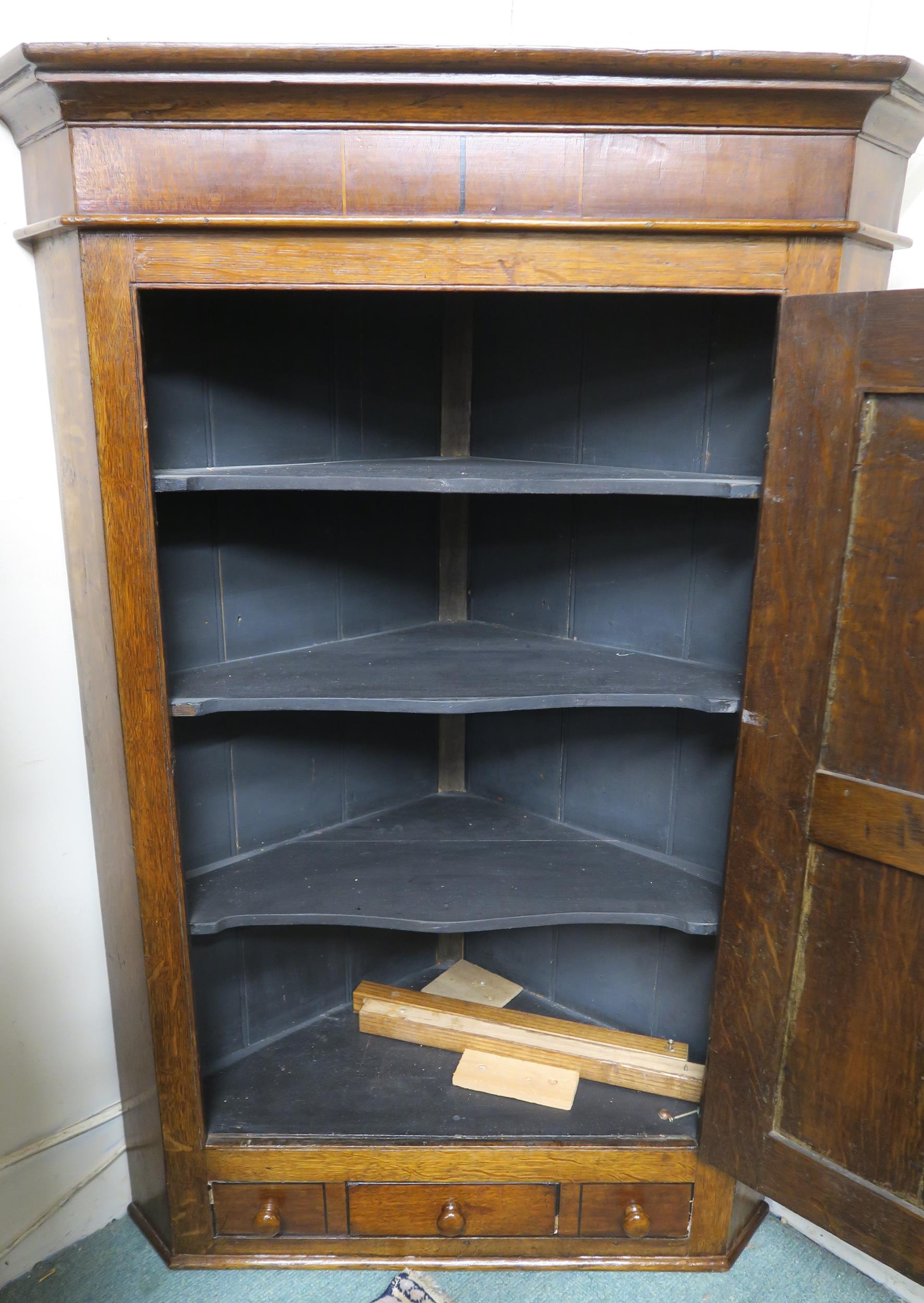 A Victorian oak corner cabinet with single door above single drawer, mahogany framed dressing mirror - Image 3 of 5