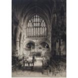 ALBANY E HOWARTH The Chancel, Exeter, signed, etching, 46 x 33cm and J NISBET Cathedral, signed,