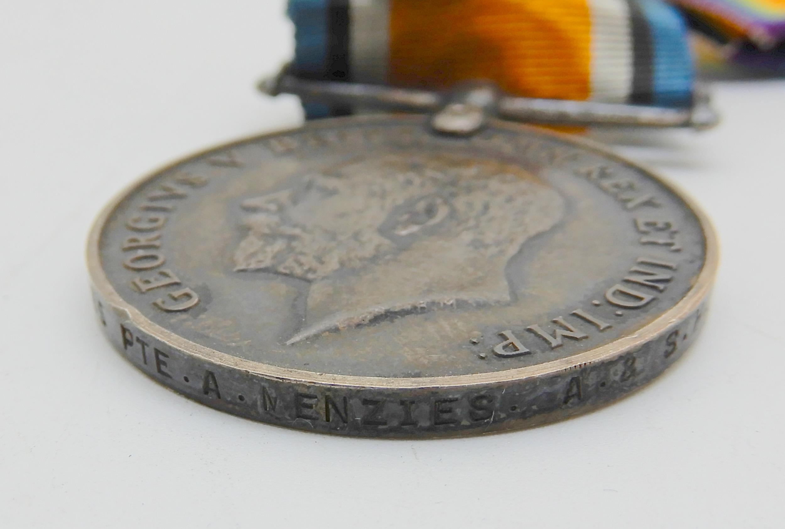 A set of three WW1 medals awarded to PTE Alexander Menzies S-23235 A. & S. H. together with a set of - Image 4 of 14