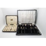 A cased set of twelve silver coffee spoons by Arthur Price & Co, Birmingham 1947, and a cased set of