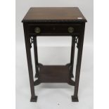 A Victorian mahogany single drawer two tier occasional table and a 20th century walnut framed wall
