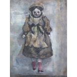 BRITISH SCHOOL  FEMALE DOLL  Oil on board, signed lower right, 52 x 40cm Condition Report: