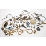A silver Caithness Glass pendant, a Scottish agate sword brooch and other items Condition Report: