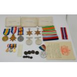 A WW1 set of three military medals with miniatures awarded to C.D. Lambert as he progressed