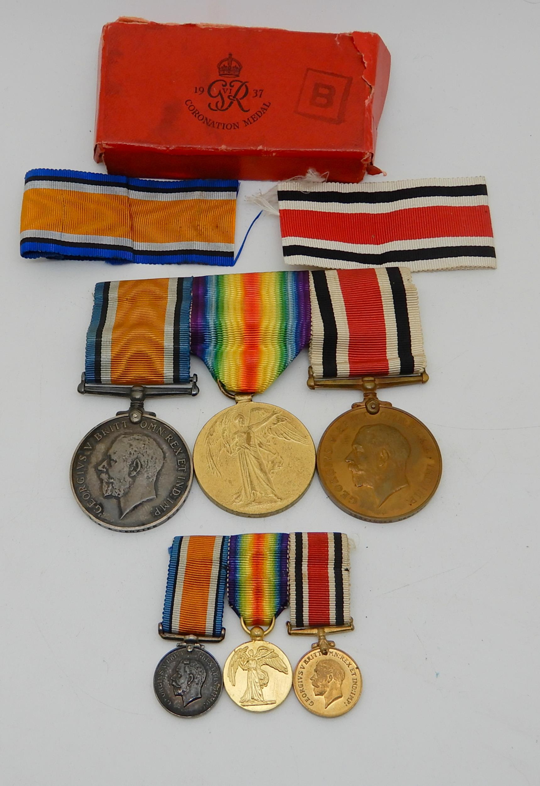 A set of three WW1 medals awarded to PTE Alexander Menzies S-23235 A. & S. H. together with a set of