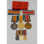 A set of three WW1 medals awarded to PTE Alexander Menzies S-23235 A. & S. H. together with a set of