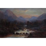 R MACDONALD River valley at sunset, signed, oil on canvas, 40 x 60cm Condition Report:Available upon