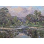 J.D.HENDERSON River Earn, near Comrie, signed, oil on canvas, 45 x 60cm Condition Report:Available