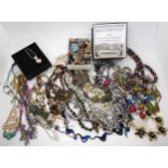 A silver and labradorite necklace, a Miracle brooch and other items of costume jewellery Condition