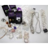 A collection of The Jewellery Channel silver chains, some with matching bracelets, a lizard silver